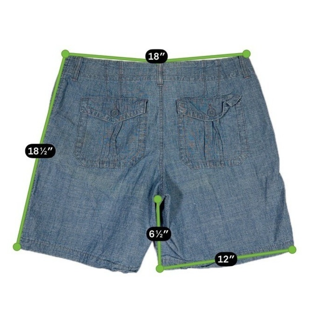 Riders by Lee Womens 14M Chambray Shorts Blue Cotton Utility Casual Pockets - Picture 6 of 6